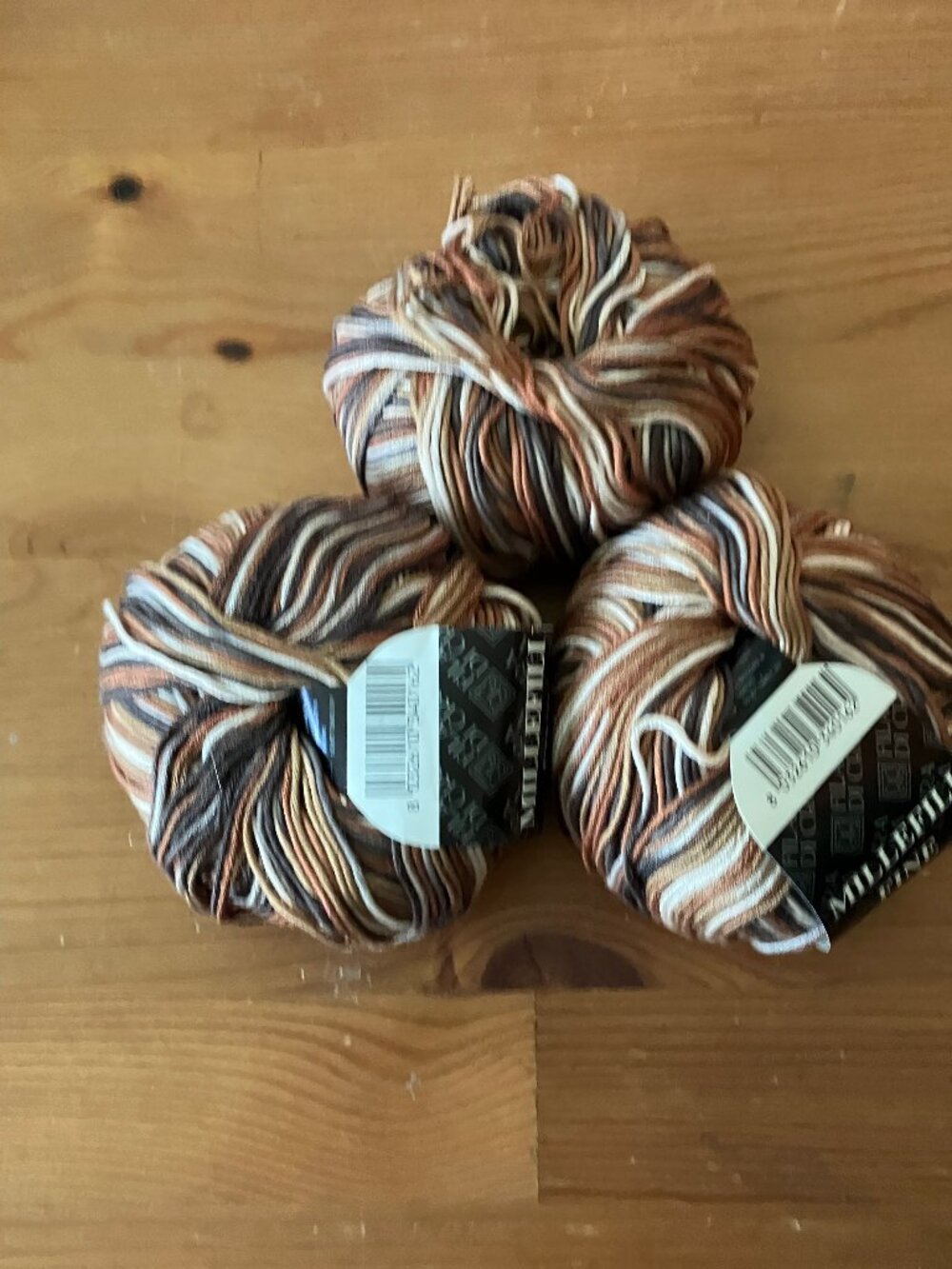 3 Balls MILLEFILI FINE Italian Yarn Cotton Multi-color Earth tone Weight 5 oz.